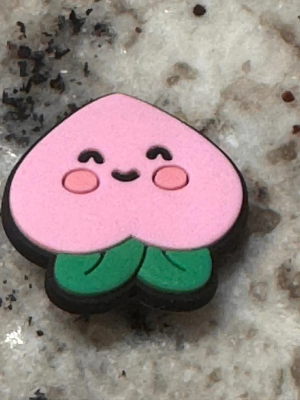Croc charm Cute Pink Peach Charm with Green Leaves
